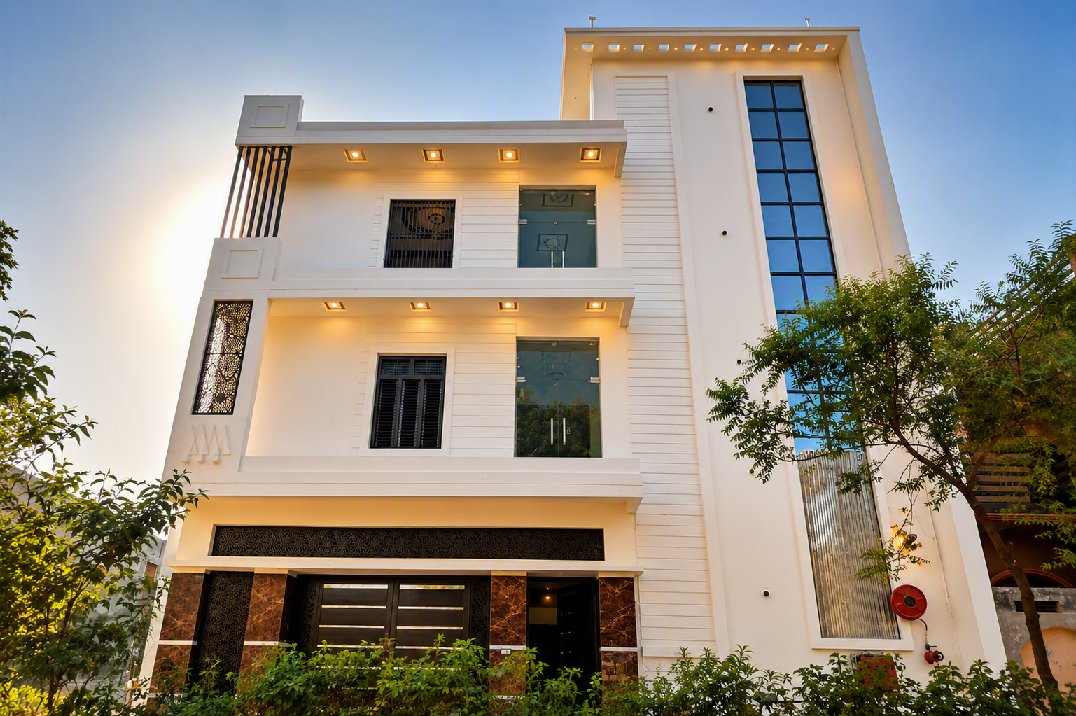 Front facade of The Awadh Select hotel building in Saketpuri, Ashapur, Ayodhya